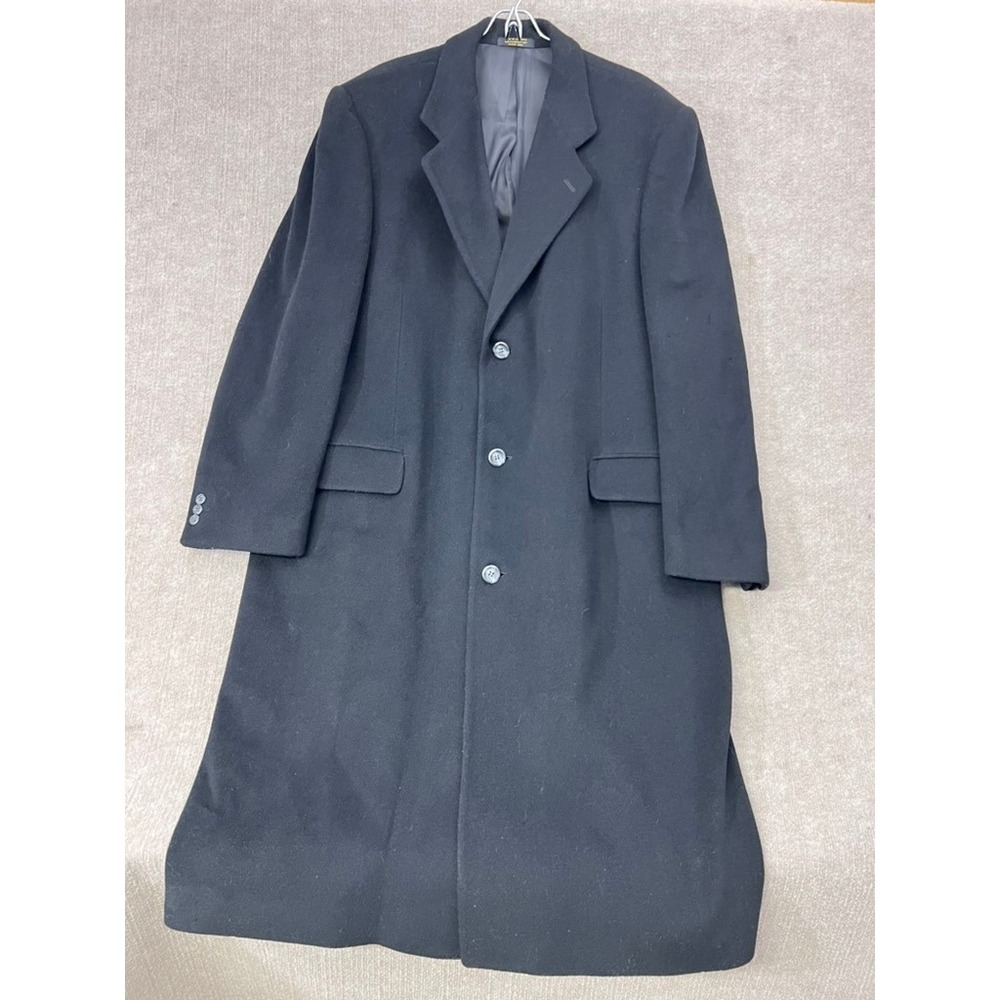 Mark Alexander‎ Black Wool Cashmere Blend 46L Overcoat Men Long Top Coat Classic